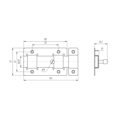 Засов Киров Секрет ЗД-02 плоский(белый)