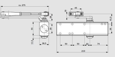 DORMA Доводчик дверной TS Profil EN2/3/4/5BC с рычагом (серебро) 