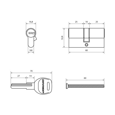 АЛЛЮР F 60 белый перфокл/кл Цилиндровый механизм 