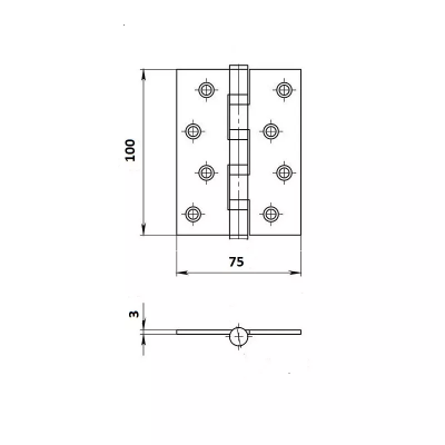 PALLADIUM Петля унив. N 4ВВ 100 SB мат. латунь (3mm)