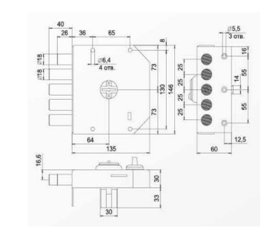 REX Эльбор 1.06.61 (3.15) Гранит Замок накладной, задвижка, б/о