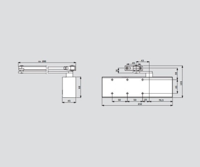 DORMA Доводчик дверной TS 71 ЕN 3/4 с рычагом до 100 кг. (серебро) 