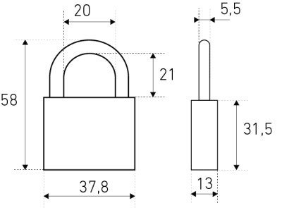 Стандарт HG-340 d5мм (серый) Замок навесной
