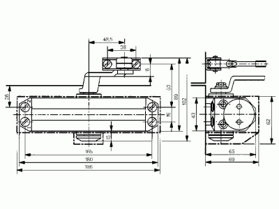DORMA Доводчик дверной TS 77/3 до 70 кг. (серебро) 