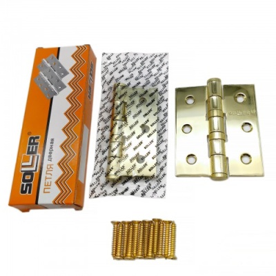 Петля Soller 3" сталь золото прям. (75*65*2,5)