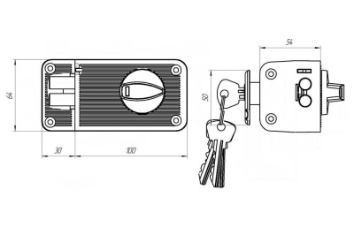 Димитровград ЗН 2-3 "Зенит" Замок накладной (Серебро)