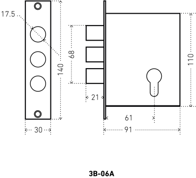 АЛЛЮР ЗВ1-06А под ЦМ без ручек Корпус замка на китайскую дверь