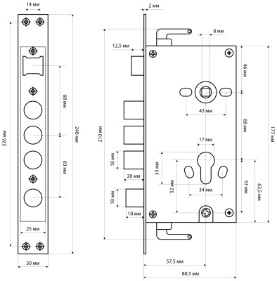 Стандарт ЗВ1-08А-В СТ без ц/мех.б/о для кит. металл.дверей 