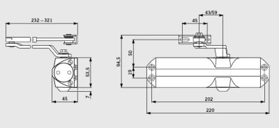 DORMA Доводчик дверной TS 68 с рычагом до 120 кг. (белый) 