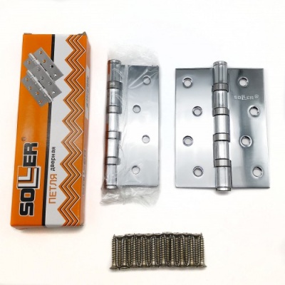 Петля Soller 4" сталь хром прям. (100*70*2,5)