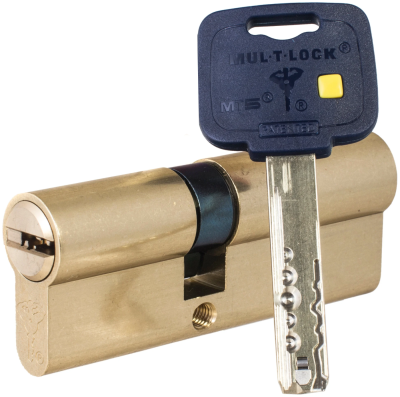 Цилиндровый механизм Mul-T-Lock "Светофор" 90Ф (45*45) латунь, ключ/ключ (Израиль)