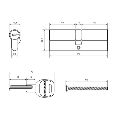 АЛЛЮР F 90 PB перфокл/кл Цилиндровый механизм (латунь)