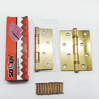 Петля Soller 4" сталь мат. золото прям. (100*70*2,5)