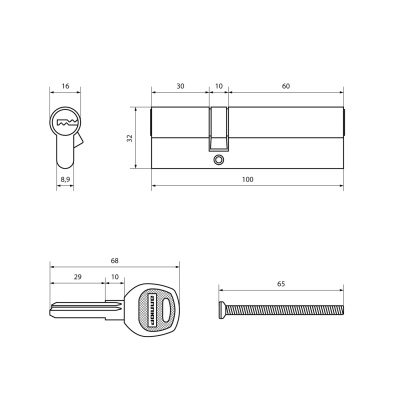 Цилиндровый механизм Аллюр DL-01 100 (35*65) ВР