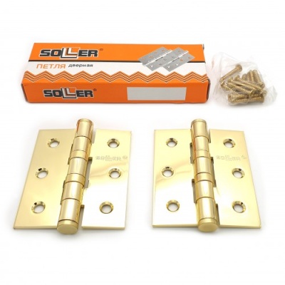 Петля Soller 3" сталь золото прям. (75*65*2,5)