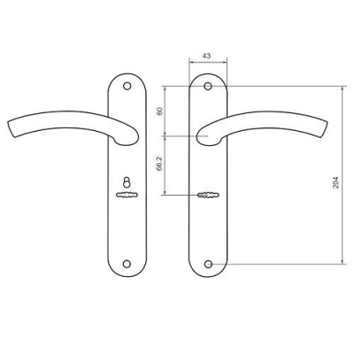 Рязань Комплект ручек к замку 9-8 МКЗ/МК4Т ЛЕВАЯ со шторкой (хром)