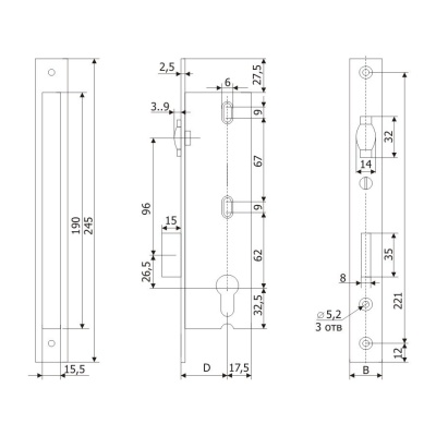 Гардиан PROFI 45.11Р.16 б/о без ц/м РОЛИКЗамок врезной б/руч