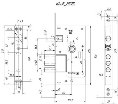 KALE 252/RL 4 кл. Замок врезной тяж. (никель)