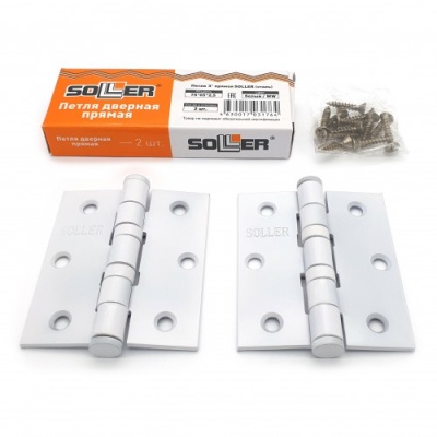 Петля Soller 3" сталь белая прям. (75*65*2,5)
