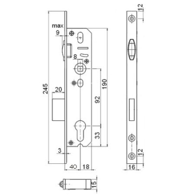 Апекс 7000-45-R-Ni Замок врезной РОЛИК (м/о 40!!!)